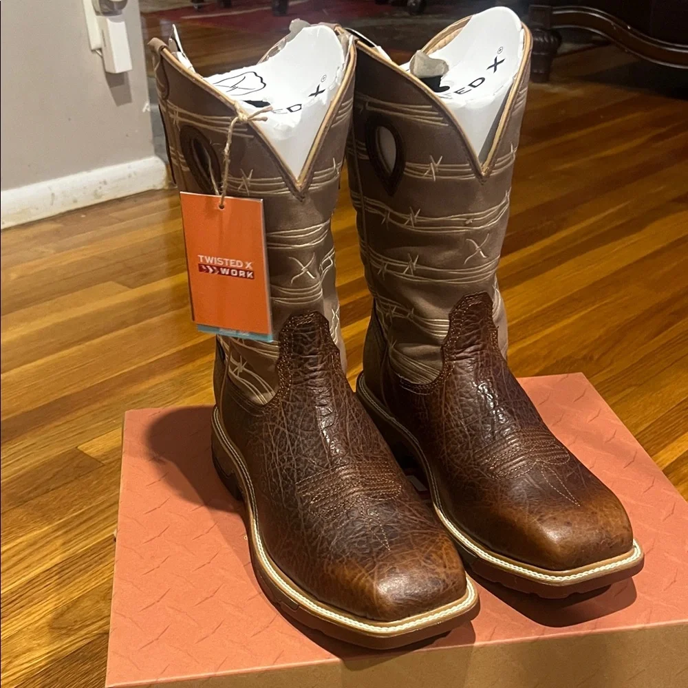 Twisted X Dark Brown and Tan Work Boots - Picture 2 of 7